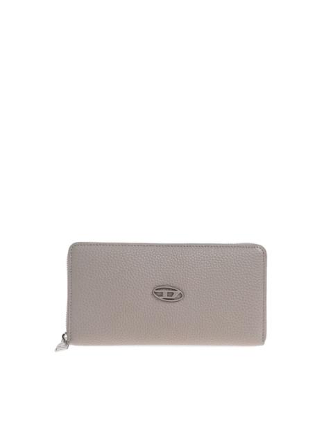 Diesel zip-around logo-plaque wallet