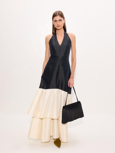 SIMONMILLER Magnolia Taffeta Halter Dress In Black/Bone