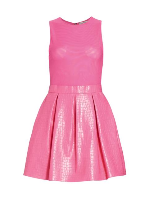 Alice + Olivia Women's Chara Croc-Embossed Party Dress - Wild Pink