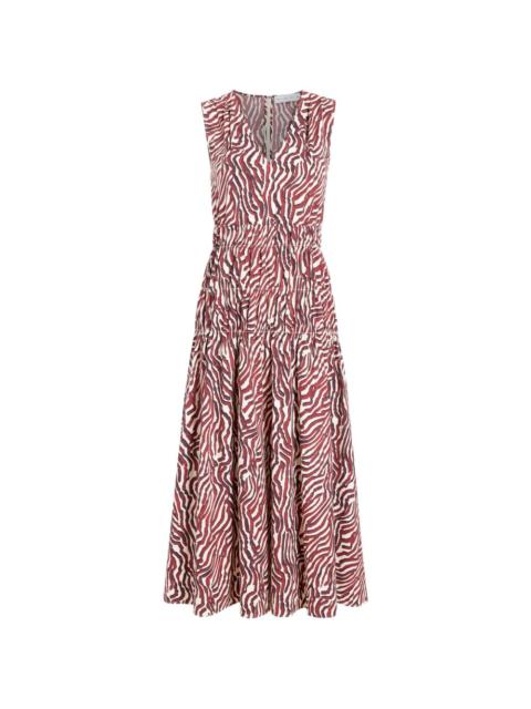 Proenza Schouler zebra-print smocked midi dress