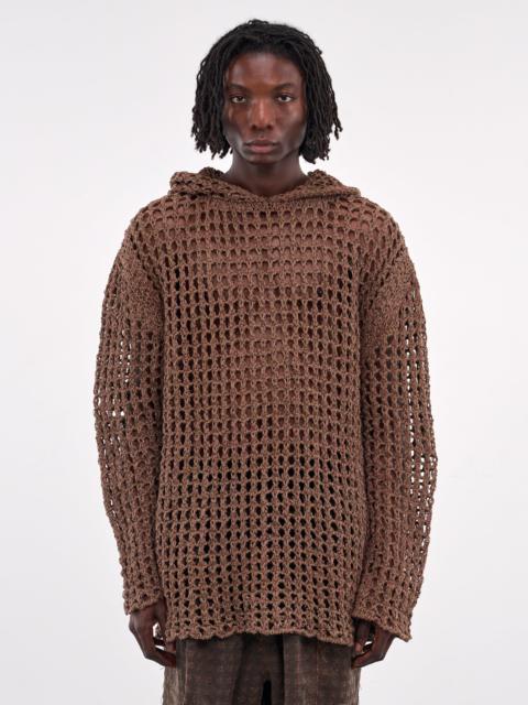 AIREI Textured Mesh Knit Hoodie
