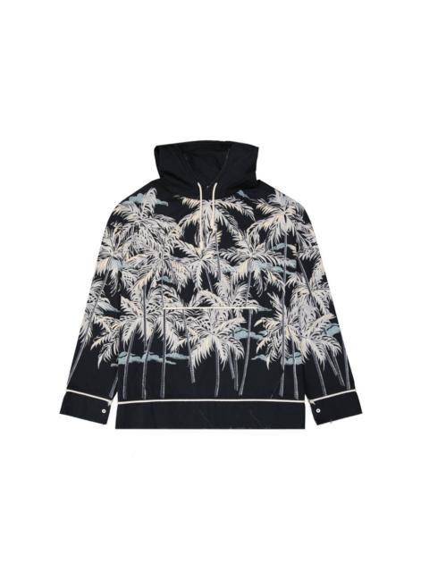 Palm Angels Palm Angels Palm Print Cotton Hoodie — Black