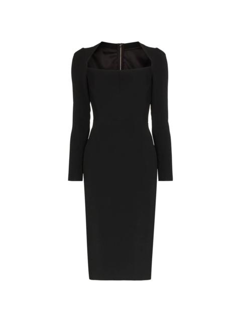 scoop neck fitted midi dress