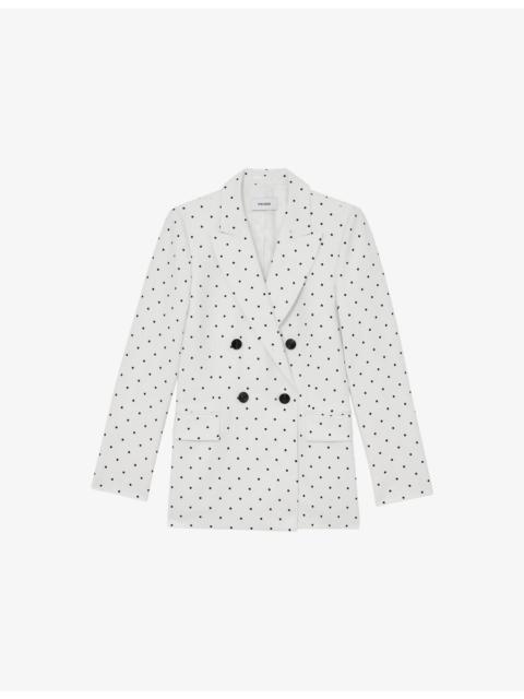 REISS Beatrix Double-Breasted Polka-Dot Woven Suit Jacket