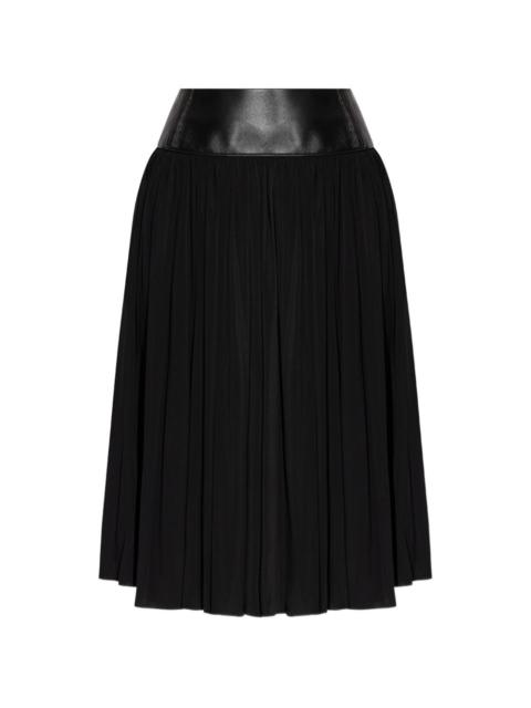 Alaïa pleated leather-belt midi skirt
