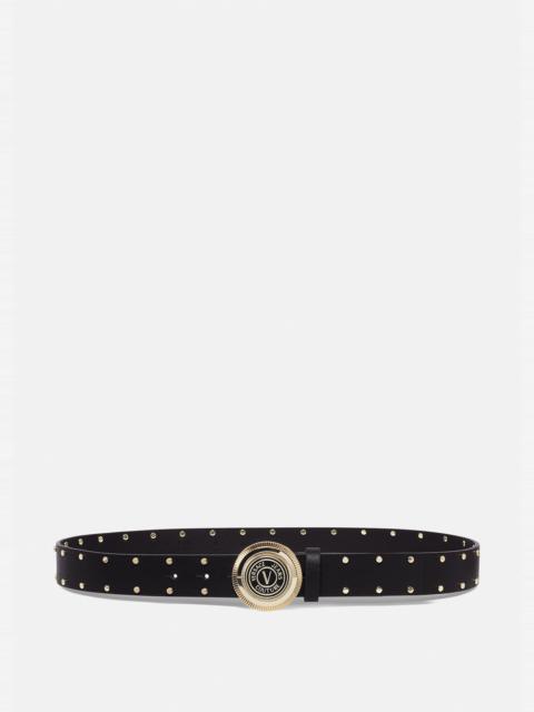 VERSACE JEANS COUTURE V-Emblem Round Studded Buckle Belt