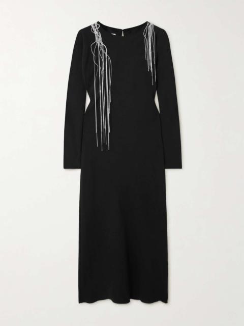 Dries Van Noten Embellished crepe midi dress