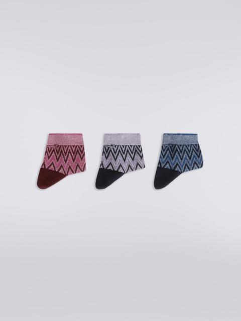 Missoni Set of three viscose and cotton chevron socks