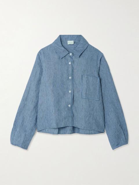 DEIJI STUDIOS Striped linen shirt Blue
