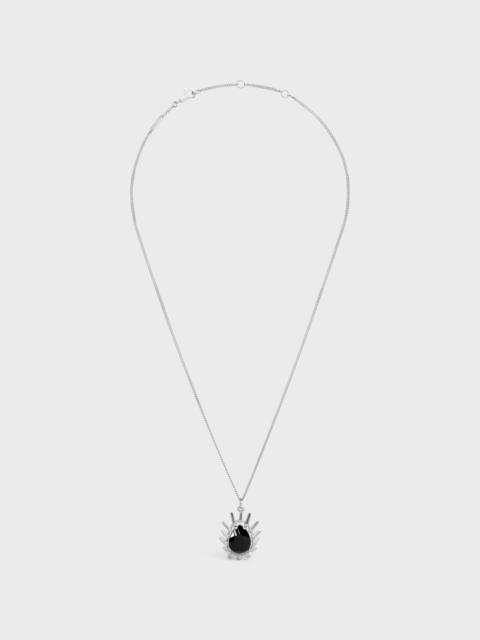 CELINE Les Pierres Celine Necklace in Brass with Rhodium Finish and Black Strass