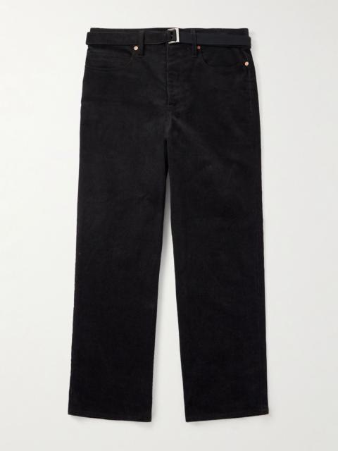 sacai Straight-Leg Belted Cotton-Blend Corduroy Trousers Black