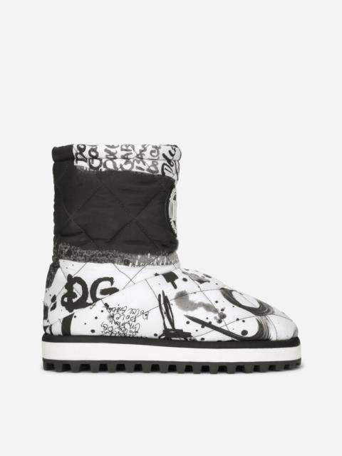 Nylon ankle boots with logo print