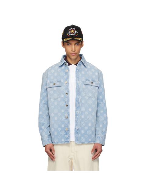 CASABLANCA Blue Monogram Denim Shirt