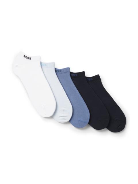 BOSS FIVE-PACK OF COTTON-BLEND ANKLE-LENGTH SOCKS WITH BRANDING