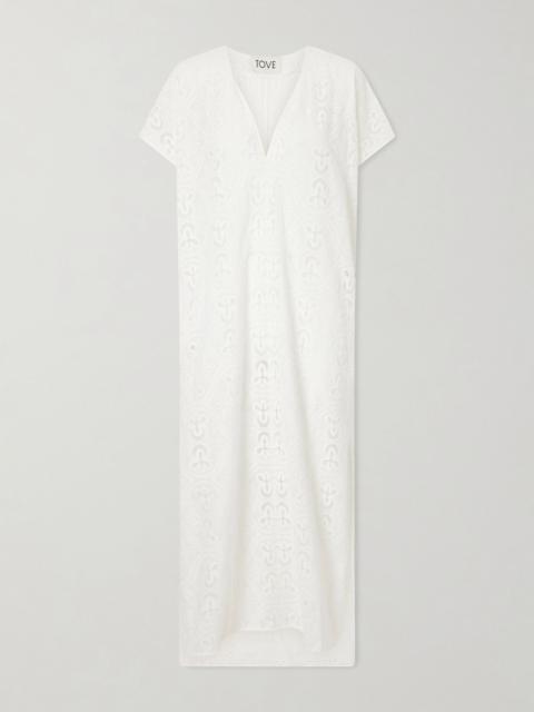 TOVE Yuna embroidered cotton-blend midi dress White