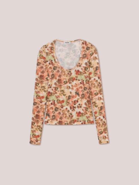 Nanushka KIBA - Mesh jersey long-sleeve top - Watercolor Wash Animal