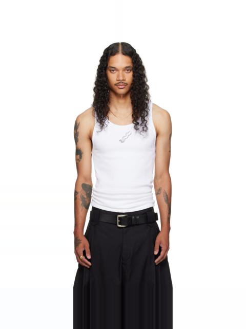 LU'U DAN White Logo Embroidered Tank Top