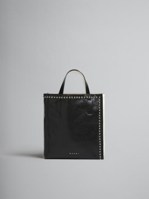 Marni MUSEO SOFT SMALL BAG IN BLACK AND WHITE LEATHER WITH STUDS