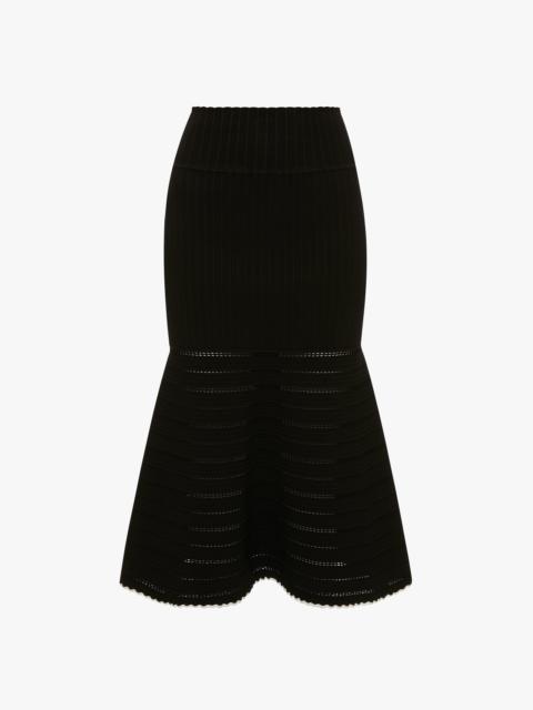 Victoria Beckham Flared Midi Skirt In Black