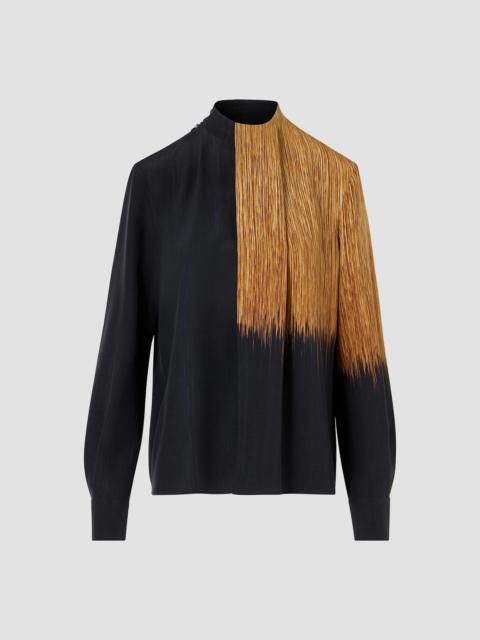 AKRIS Women's Abstract Print Silk Draped Blouse - Black Vicuna