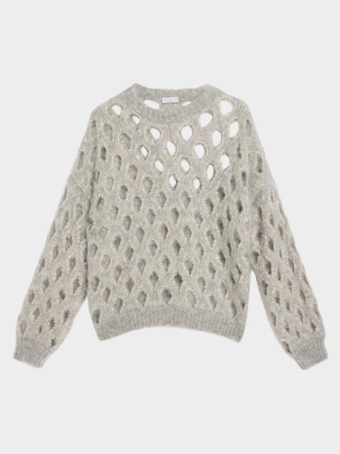 Brunello Cucinelli Mohair Diamante Openwork Sweater