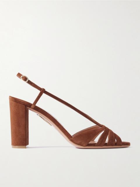 AQUAZZURA Aimée 85 Suede Slingback Sandals