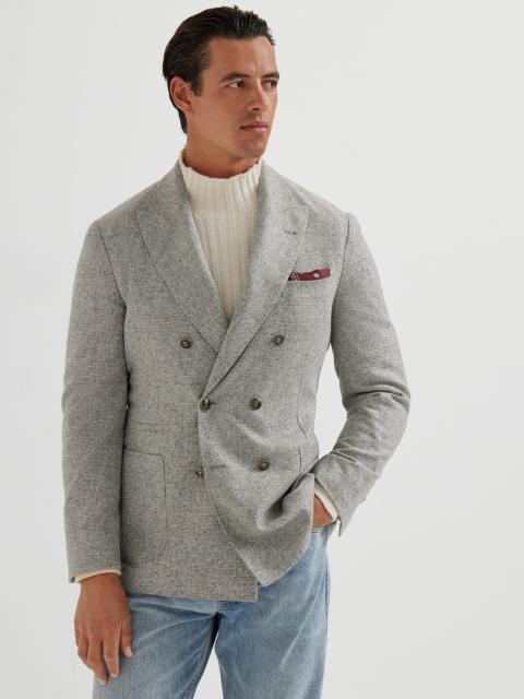 Brunello Cucinelli Silk, wool and cashmere flecked Prince of Wales flannel one-and-a-half breasted deconstructed blazer
