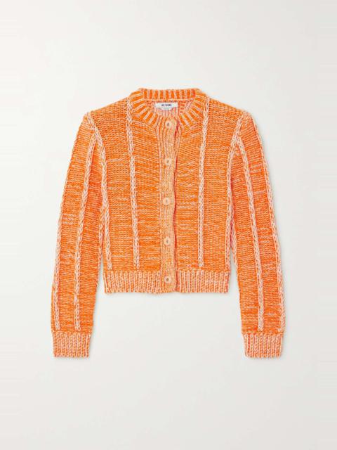 RE/DONE Two-tone ribbed cotton cardigan