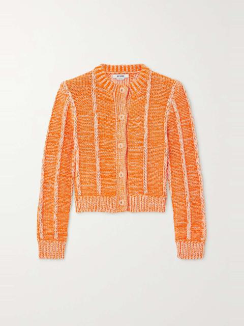 RE/DONE Two-tone ribbed cotton cardigan