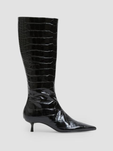 SIMKHAI Women's Janine Croc-Embossed Leather Knee-High Boots - Black