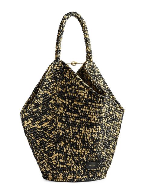 KHAITE Women's Lotus Medium Raffia Medium Bag - Black White