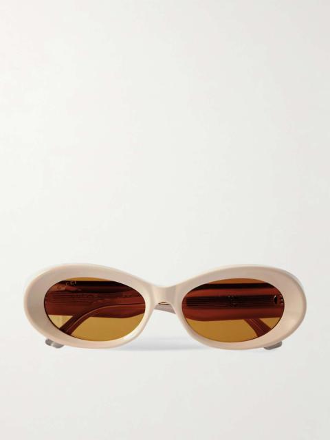 GUCCI Oval-frame embellished acetate sunglasses