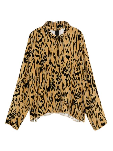 forte_forte mock-neck animal-print t-shirt