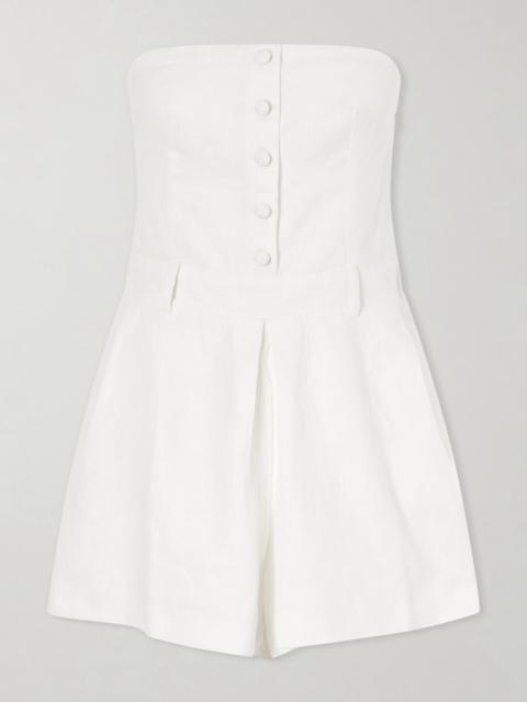 FAITHFULL Amalie Strapless Pleated Linen Playsuit