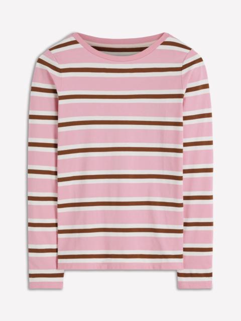BODEN Olivia Long Sleeve Breton-Formica Pink and Russet Stripe