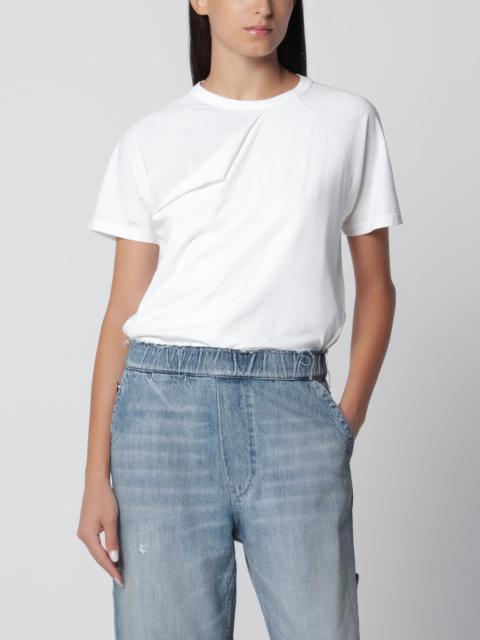 MM6 Maison Margiela White cotton jersey T-shirt with distressed detail