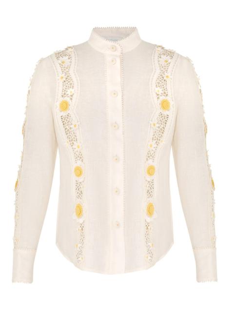 Zimmermann EVERLEY FLOWER TRIM SHIRT