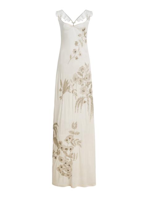 Wiederhoeft Exclusive Embellished Jersey Maxi Dress white