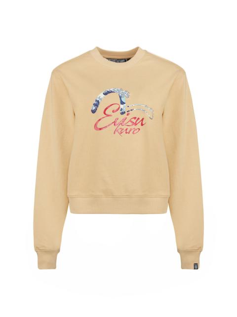 EVISU Ukiyo-E and Seagull Print Cropped Sweatshirt