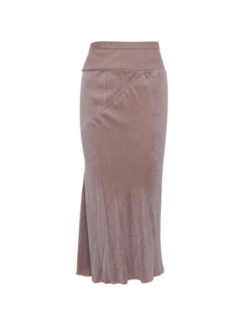 Rick Owens bias-cut velvet midi skirt