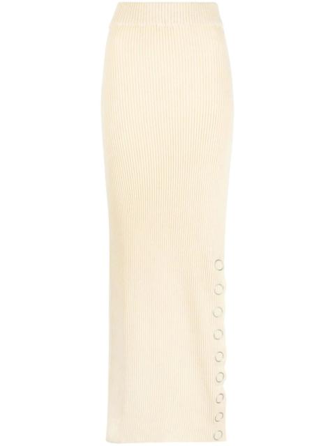 Jil Sander snap-button rib-knit maxi skirt
