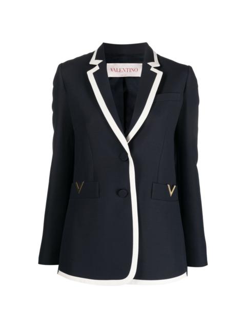 Valentino logo-plaque wool-silk blend blazer