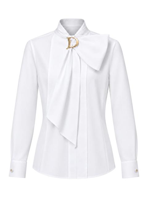 Dior COTTON POPLIN BLOUSE WITH A BIB FRONT AND TIE-NECK COLLAR