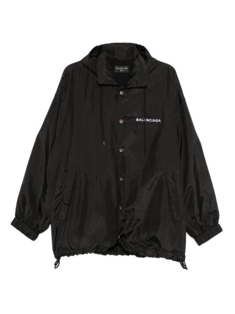 BALENCIAGA hooded logo-embroidered jacket