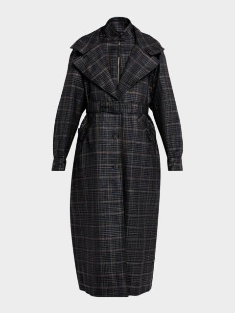 GABRIELA HEARST Golding Wool-Silk Plaid Trench Coat