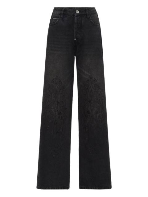 PHILIPP PLEIN paisley-embroidered jeans