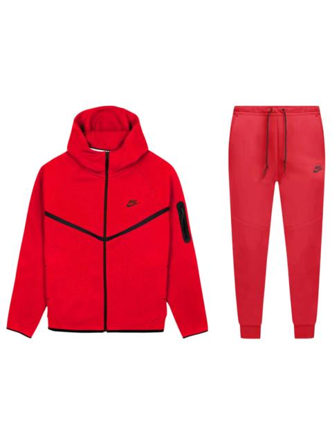 Nike Tech Fleece Windrunner Full Zip Hoodie & Jogger Set Gym Red/Black