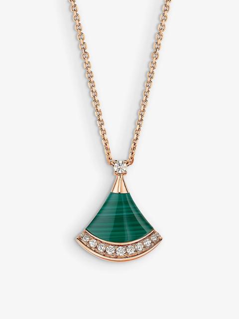 Divas' Dream 18ct rose-gold, 0.13ct brilliant-cut diamond and malachite pendant necklace