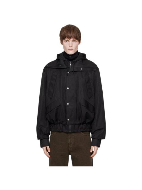EGONLAB Black Hooded Layered Track Jacket