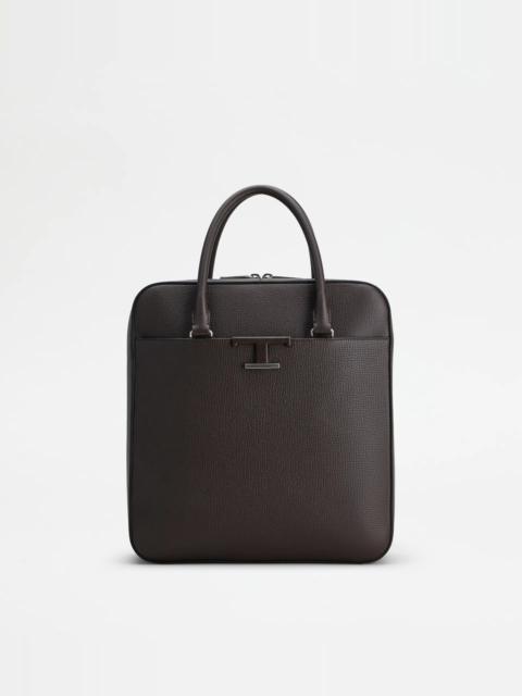 Tod's TIMELESS BRIEFCASE IN LEATHER SMALL - BROWN